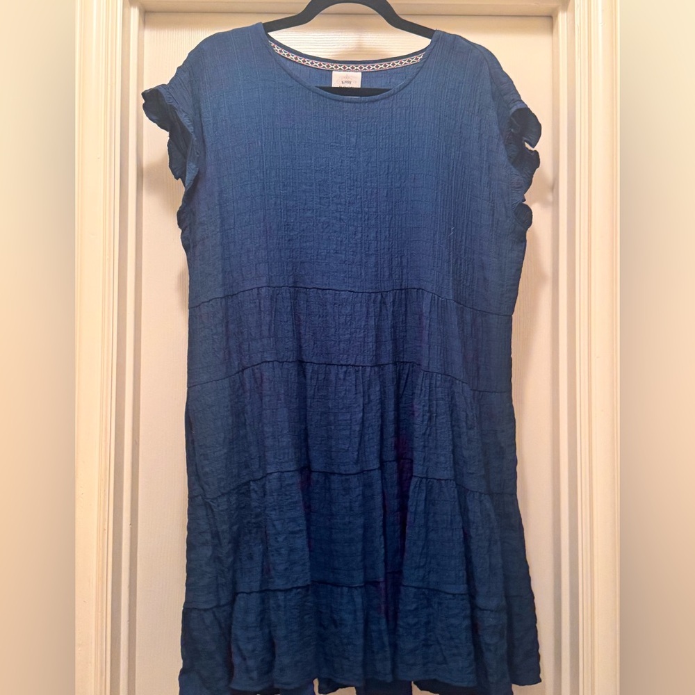 Like New Knox Rose Navy Tiered Mini Dress Size Large